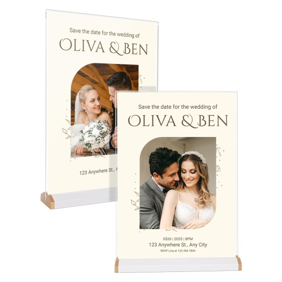 2 Pack Acrylic Sign Holder 8.5X11 Double-side Display for Wedding Anniversary Party, Vertical White Tabletop Display for Business Restaurant/Hotel/Office Meeting Events Information Holder