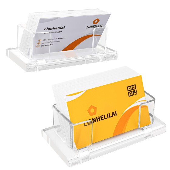 2Pack Acrylic Business Card Holder Enlarged Holds 120 Cards for Office/Exhibition/Restaurant Desk/Counter Display Name Card Organizer Stand